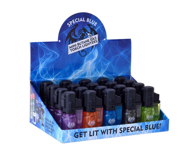 Special Blue Bullet Plastic Clear Lighter - 20ct