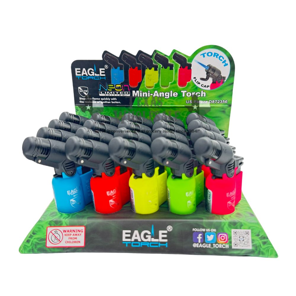 Eagle Angle Single Torch Lighter - PT116BN - 20ct