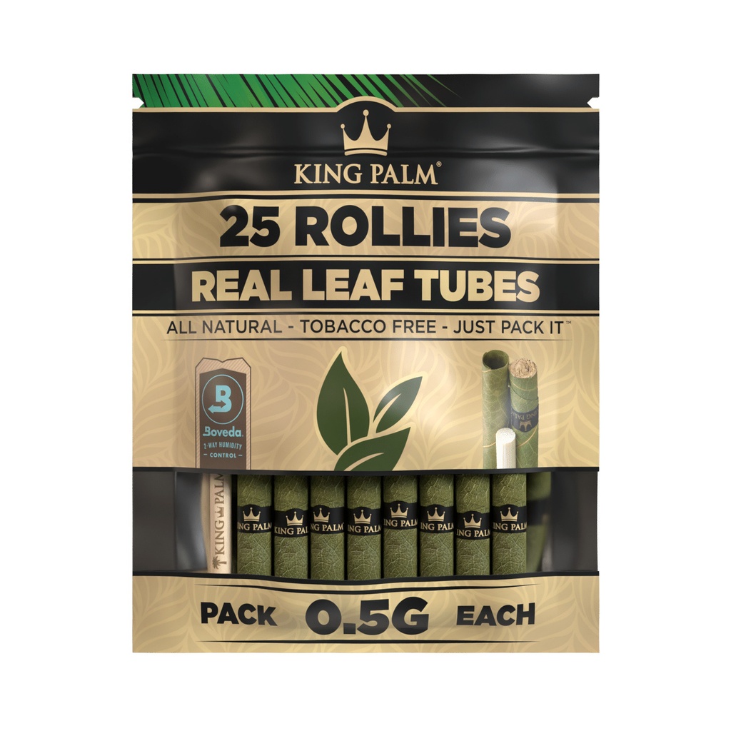 KING PALM 25ROLLIES 8 CT /0.5 GM(REAL LEAF TUBES)